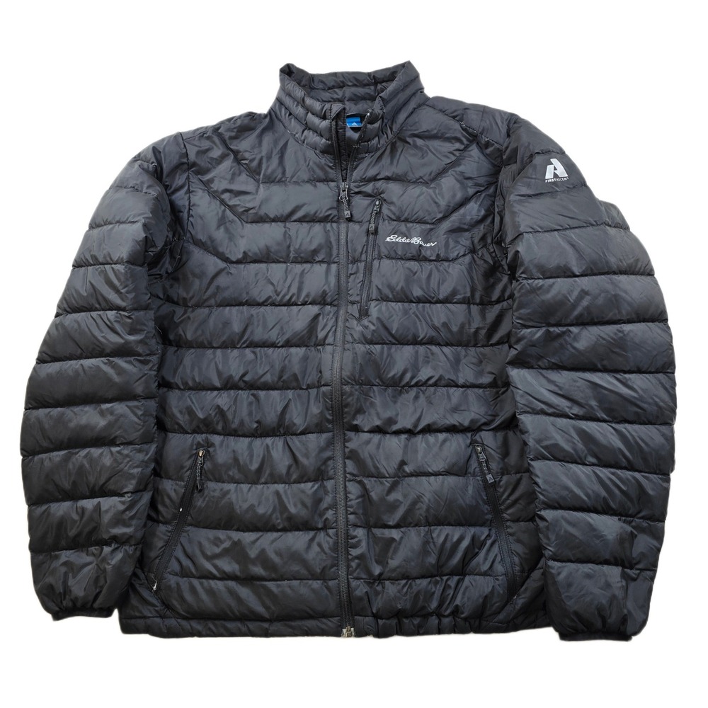 Eddie Bauer Goose Down Puffer Jacket Mens Large Black First Ascent Light